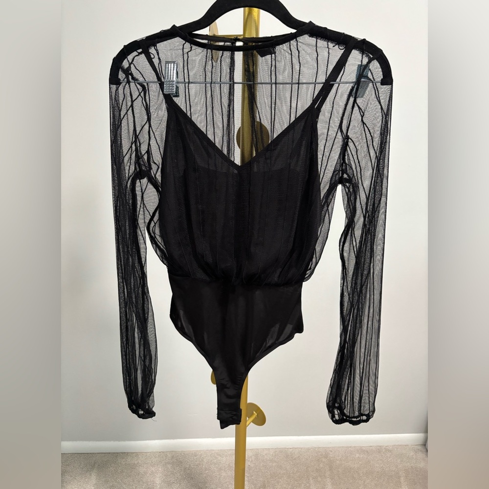 Windsor Black Sheer Long Sleeve Bodysuit